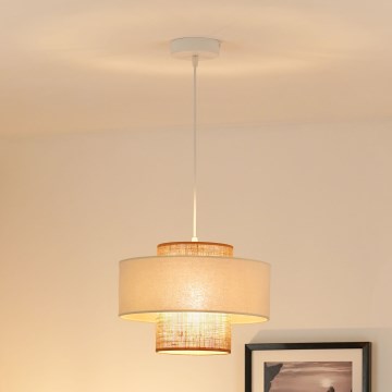 Brilagi - Підвісна люстра DALLAS 1xE27/15W/230V діаметр 30 см коричневий/кремовий/білий