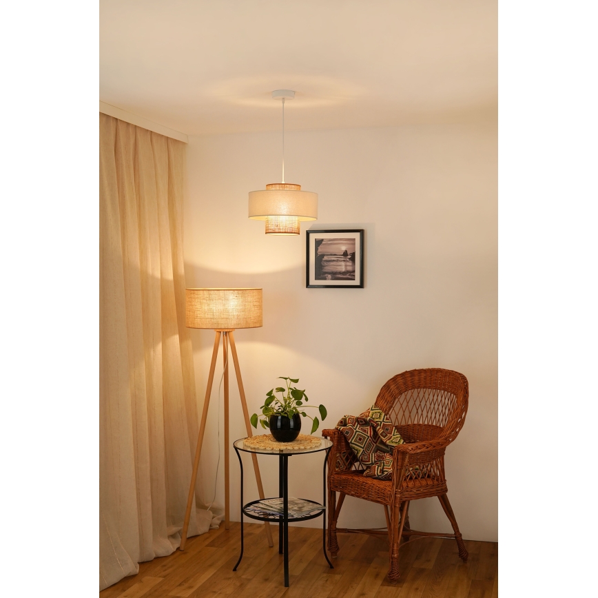 Brilagi - Підвісна люстра DALLAS 1xE27/15W/230V діаметр 30 см коричневий/кремовий/білий
