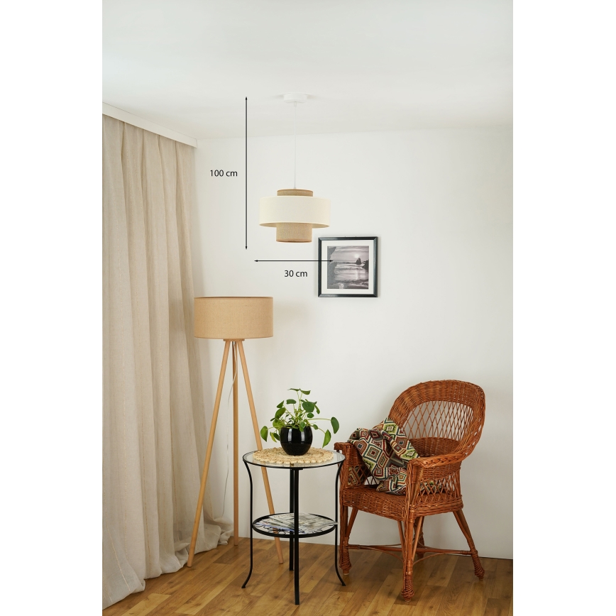 Brilagi - Підвісна люстра DALLAS 1xE27/15W/230V діаметр 30 см коричневий/кремовий/білий