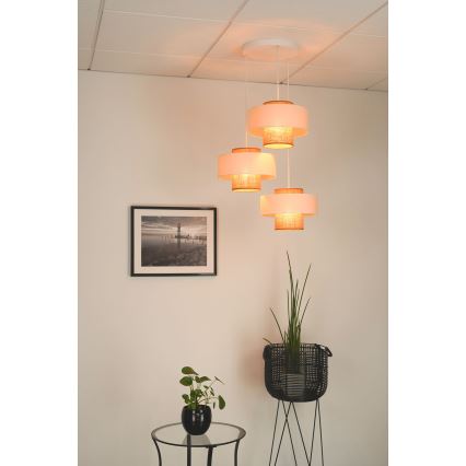 Brilagi - Підвісна люстра DALLAS 3xE27/15W/230V коричневий/кремовий/білий