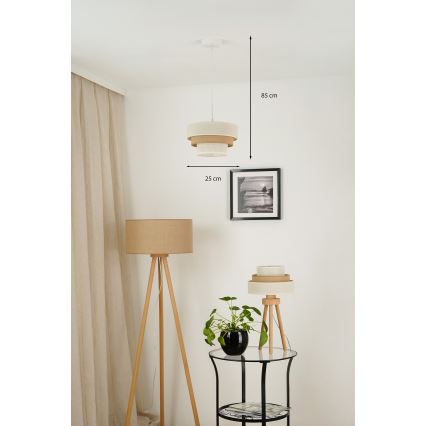 Brilagi - Підвісна люстра DENVER LUNETA 1xE27/15W/230V діаметр 25 см бежевий/коричневий/кремовий