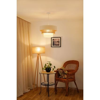 Brilagi - Підвісна люстра DENVER LUNETA 1xE27/15W/230V діаметр 45 см бежевий/коричневий/кремовий