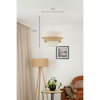 Brilagi - Підвісна люстра DENVER LUNETA 1xE27/15W/230V діаметр 45 см бежевий/коричневий/кремовий
