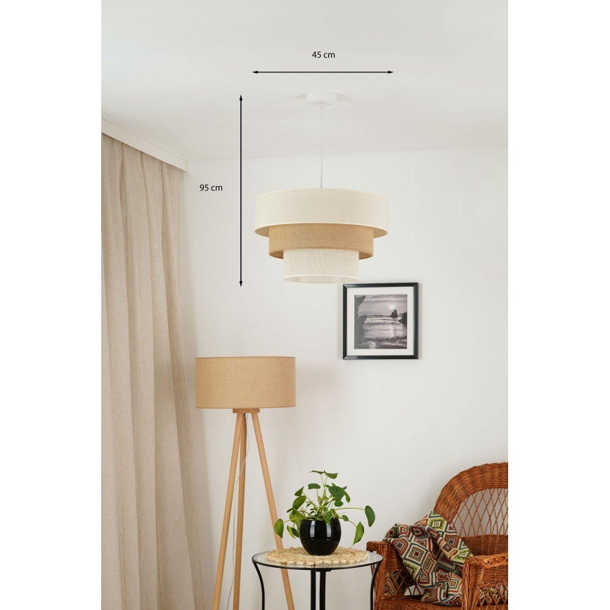 Brilagi - Підвісна люстра DENVER LUNETA 1xE27/15W/230V діаметр 45 см бежевий/коричневий/кремовий