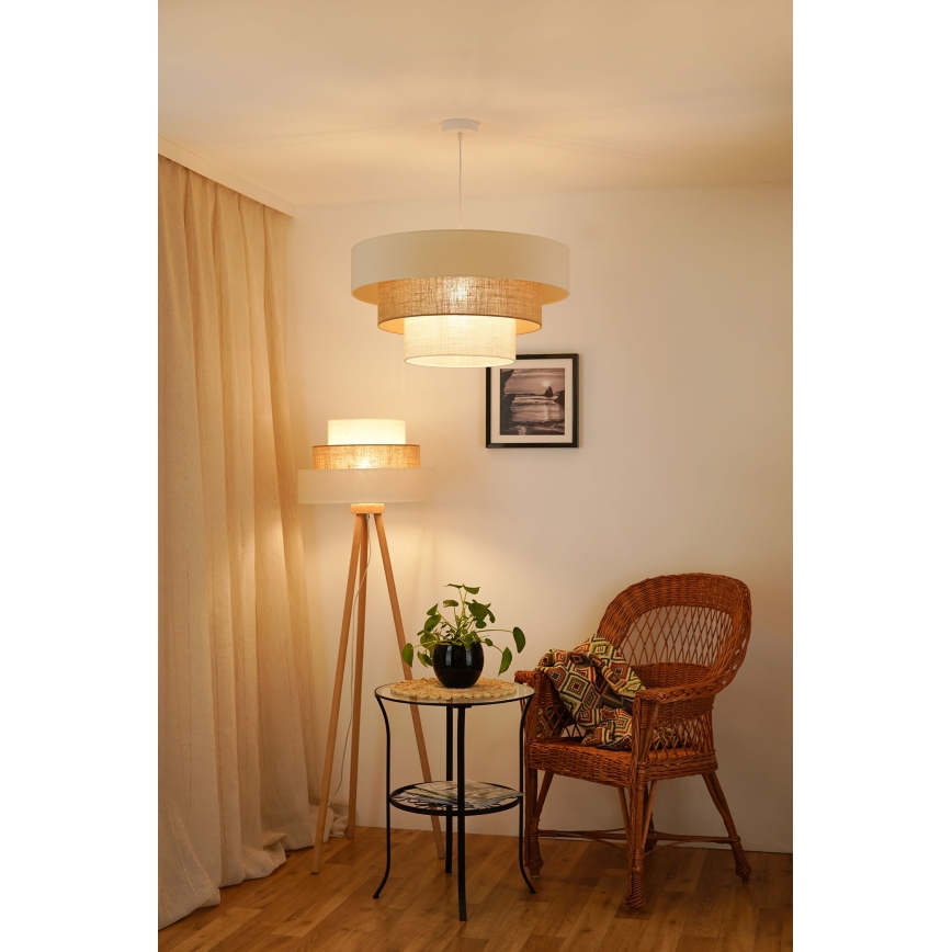 Brilagi - Підвісна люстра DENVER LUNETA 1xE27/15W/230V діаметр 60 см бежевий/коричневий/кремовий