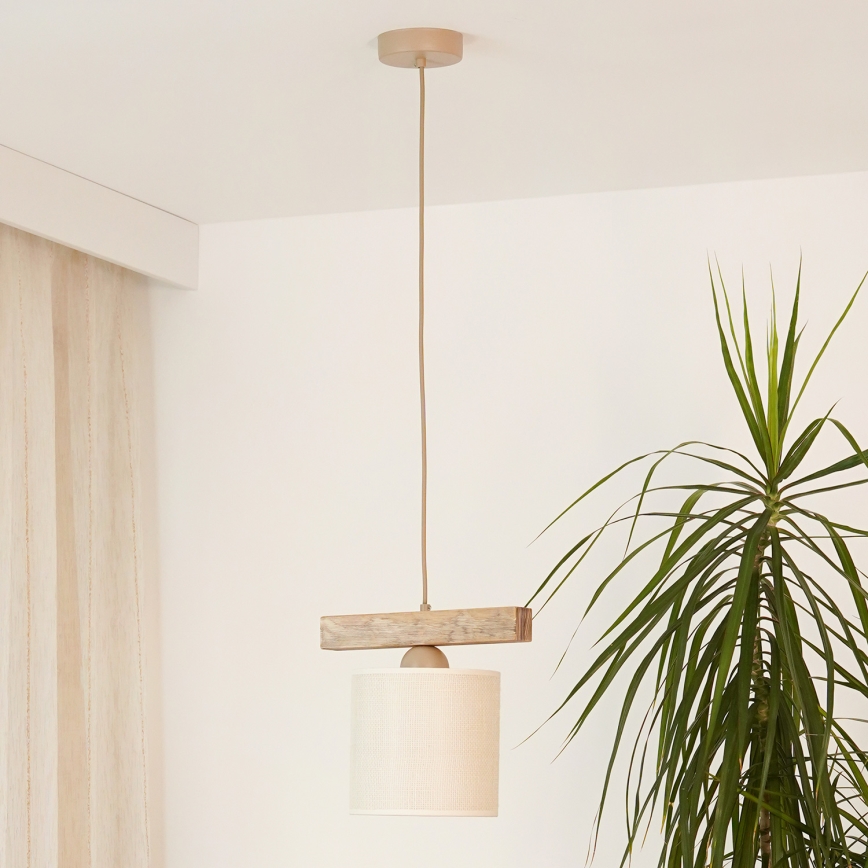 Brilagi - Підвісна люстра FOREST 1xE27/15W/230V сосна/коричневий/кремовий