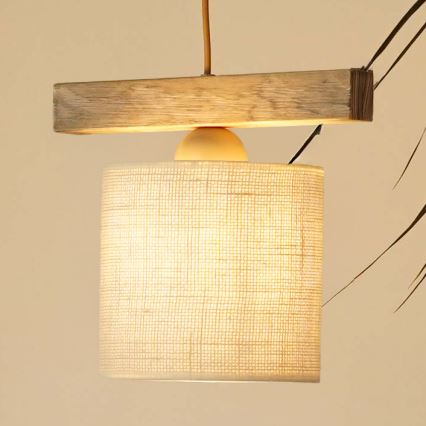 Brilagi - Підвісна люстра FOREST 1xE27/15W/230V сосна/коричневий/кремовий