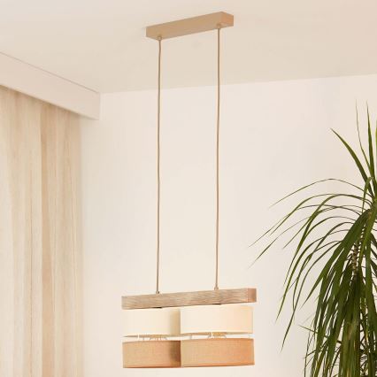 Brilagi - Підвісна люстра FOREST 2xE27/15W/230V сосна/бежевий/кремовий