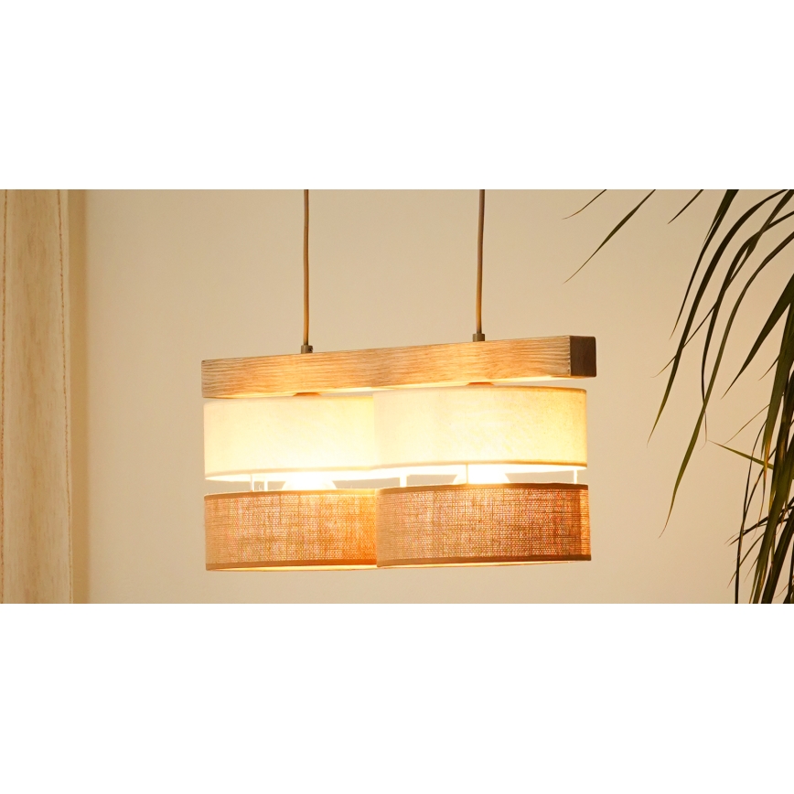 Brilagi - Підвісна люстра FOREST 2xE27/15W/230V сосна/бежевий/кремовий