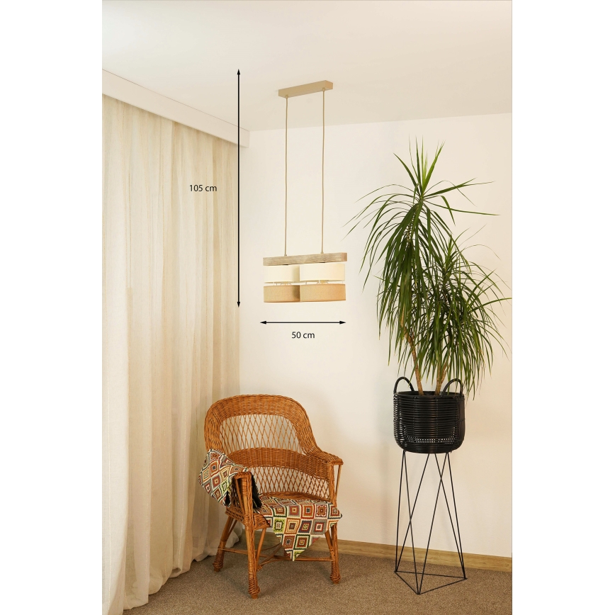 Brilagi - Підвісна люстра FOREST 2xE27/15W/230V сосна/бежевий/кремовий