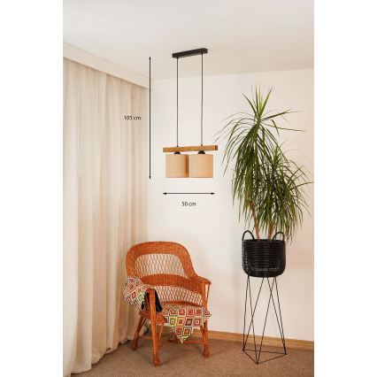 Brilagi - Підвісна люстра FOREST 2xE27/15W/230V сосна/коричневий/чорний