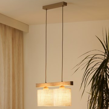 Brilagi - Підвісна люстра FOREST 2xE27/15W/230V сосна/коричневий/кремовий