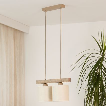 Brilagi - Підвісна люстра FOREST 2xE27/15W/230V сосна/коричневий/кремовий