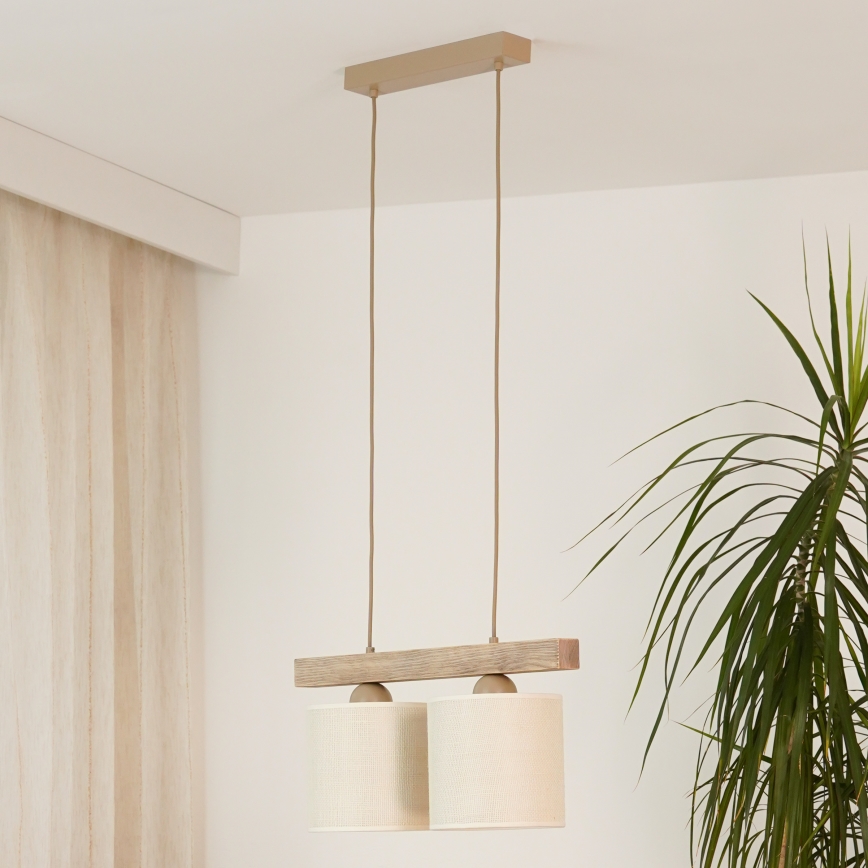 Brilagi - Підвісна люстра FOREST 2xE27/15W/230V сосна/коричневий/кремовий