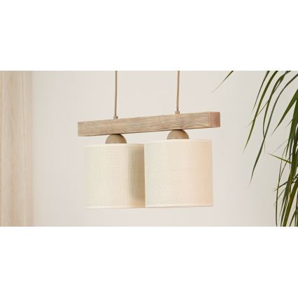 Brilagi - Підвісна люстра FOREST 2xE27/15W/230V сосна/коричневий/кремовий