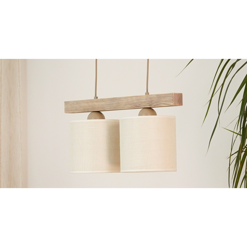 Brilagi - Підвісна люстра FOREST 2xE27/15W/230V сосна/коричневий/кремовий