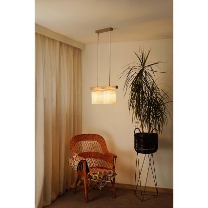 Brilagi - Підвісна люстра FOREST 2xE27/15W/230V сосна/коричневий/кремовий