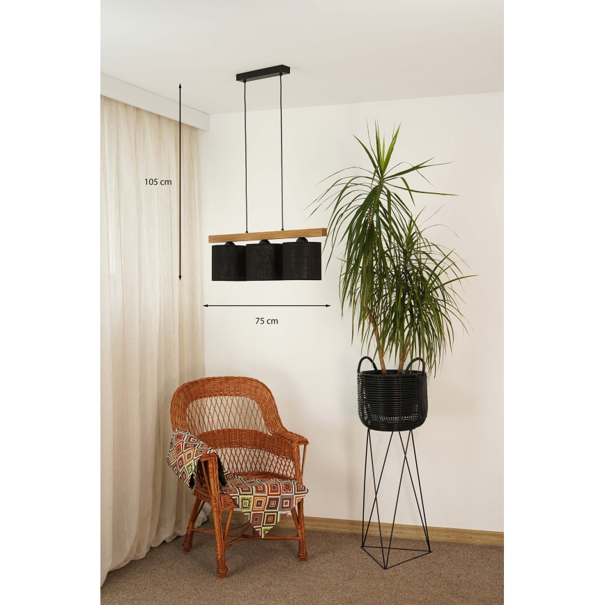 Brilagi - Підвісна люстра FOREST 3xE27/15W/230V сосна/чорний