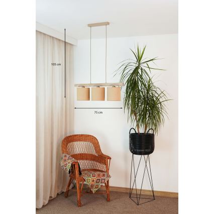 Brilagi - Підвісна люстра FOREST 3xE27/15W/230V сосна/коричневий