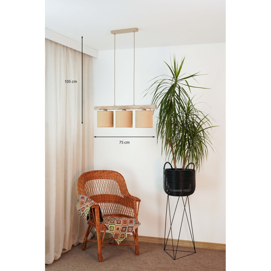 Brilagi - Підвісна люстра FOREST 3xE27/15W/230V сосна/коричневий