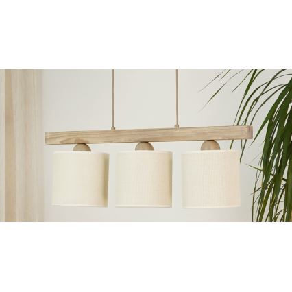 Brilagi - Підвісна люстра FOREST 3xE27/15W/230V сосна/коричневий/кремовий