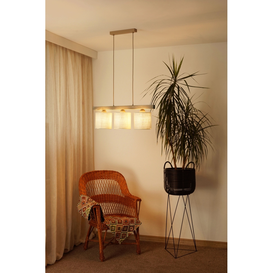 Brilagi - Підвісна люстра FOREST 3xE27/15W/230V сосна/коричневий/кремовий