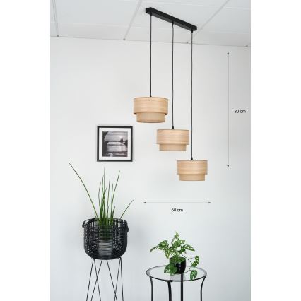 Brilagi - Підвісна люстра MONTANA BOHO 3xE27/15W/230V коричневий/чорний