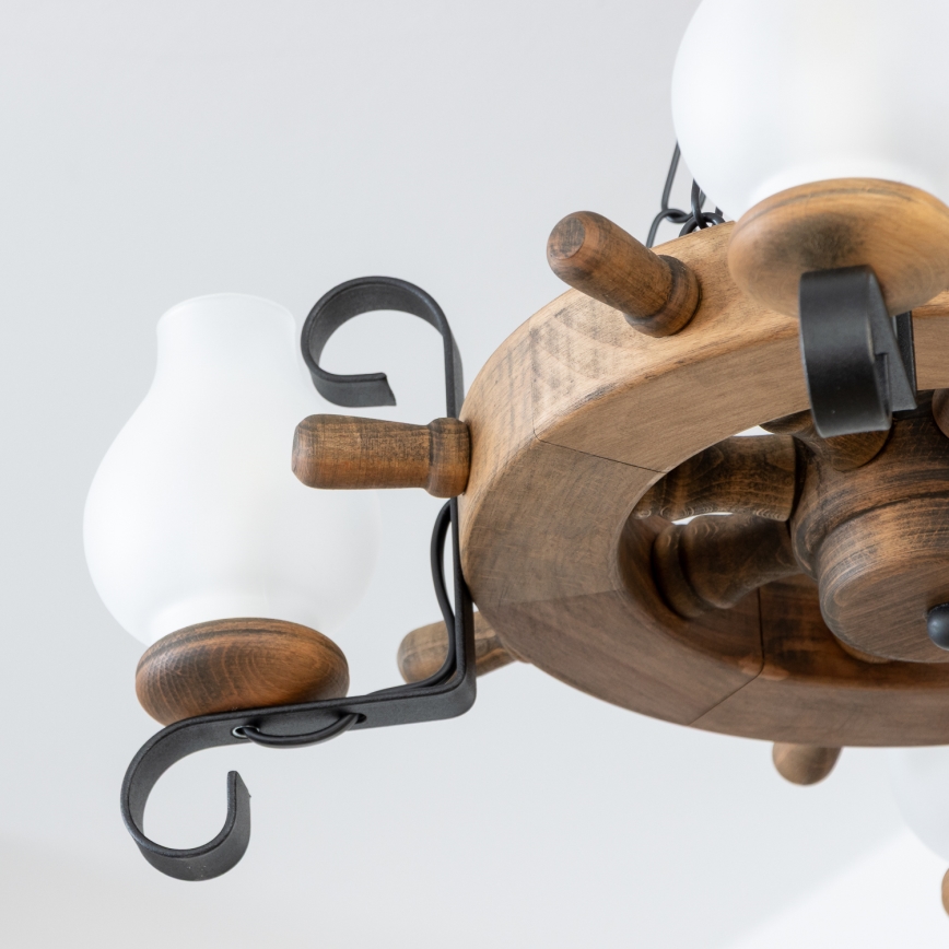 Брілагі - Підвісна люстра на ланцюгу ТІМОНА 4xE14/40W/230V діаметр 50 см бук