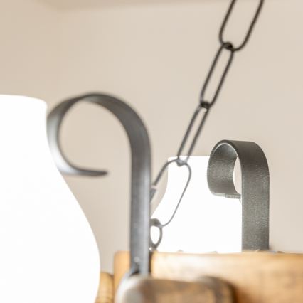 Брілагі - Підвісна люстра на ланцюгу ТІМОНА 4xE14/40W/230V діаметр 50 см бук