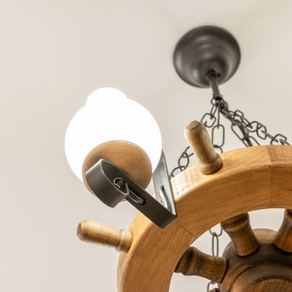 Брілагі - Підвісна люстра на ланцюгу ТІМОНА 4xE14/40W/230V діаметр 50 см бук