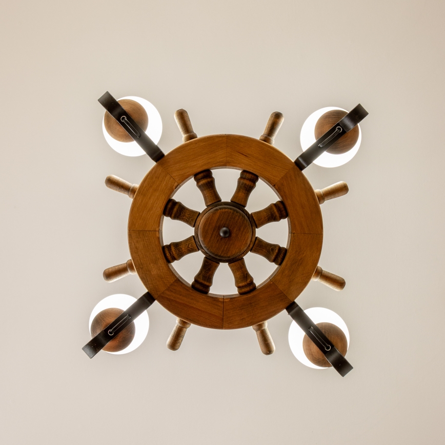 Брілагі - Підвісна люстра на ланцюгу ТІМОНА 4xE14/40W/230V діаметр 50 см бук