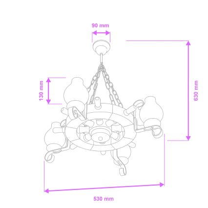 Брілагі - Підвісна люстра на ланцюгу ТІМОНА 4xE14/40W/230V діаметр 50 см бук