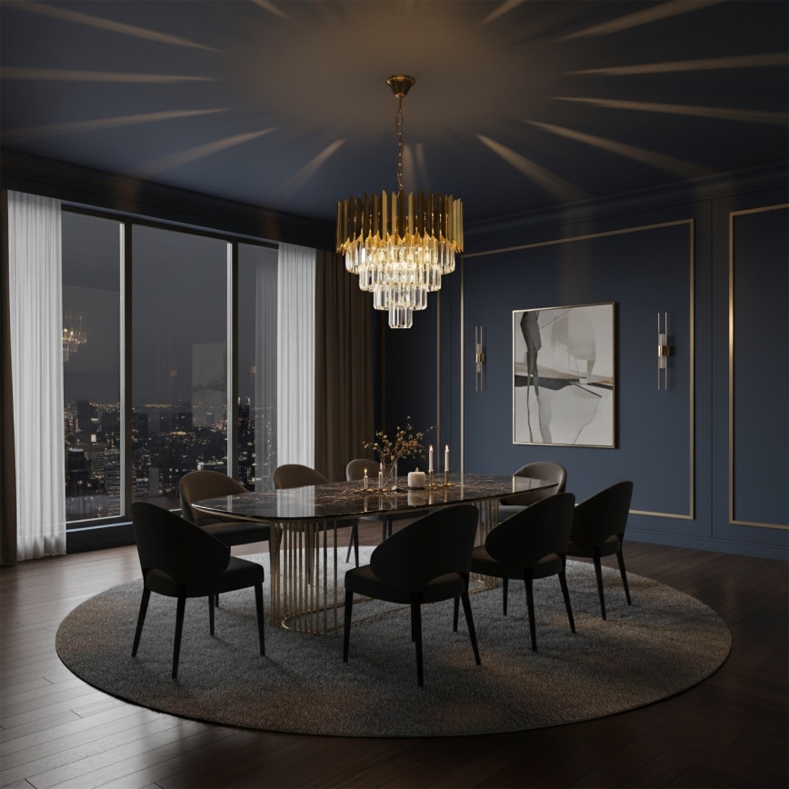 Брілагі - Підвісна люстра на ланцюзі КРІСТАЛ 5xE14/40W/230V діаметр 43 см