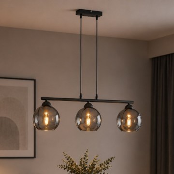 BRILAGI - Підвісна люстра на шнурі DIOR 3xE27/60W/230V чорна/димчасто-сіра