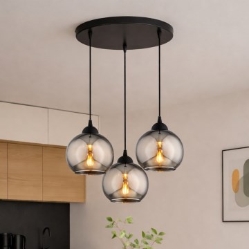 Brilagi - Підвісна люстра на тросі 3xE27/60W/230V чорна/димчасто-сіра