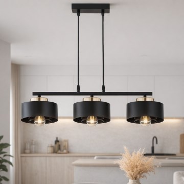 Brilagi - Підвісна люстра на тросі 3xE27/60W/230V чорна/золота