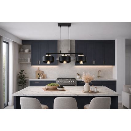 Brilagi - Підвісна люстра на тросі 3xE27/60W/230V чорна/золота