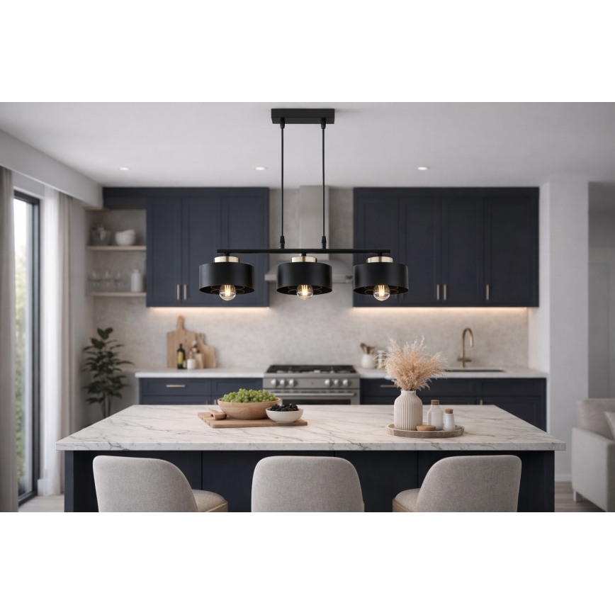 Brilagi - Підвісна люстра на тросі 3xE27/60W/230V чорна/золота