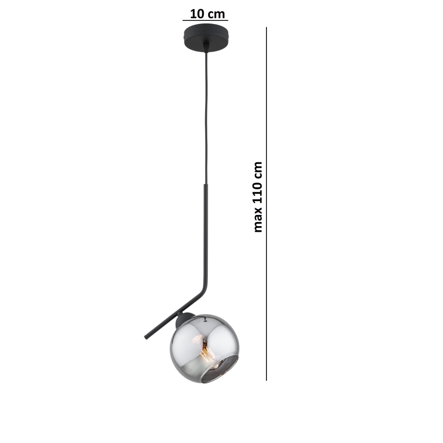 Brilagi - Підвісна люстра на тросі DIOR 1xE27/60W/230V чорна/димчасто-сіра