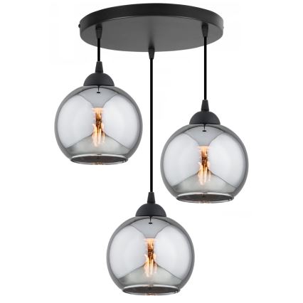 Brilagi - Підвісна люстра на тросі DIOR 3xE27/60W/230V чорна/димчасто-сіра
