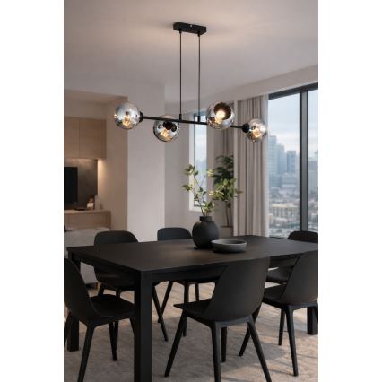Brilagi - Підвісна люстра на тросі DIOR 4xE27/60W/230V чорний/димчасто-сірий