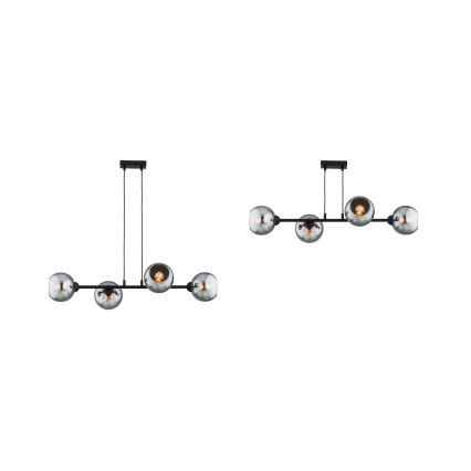 Brilagi - Підвісна люстра на тросі DIOR 4xE27/60W/230V чорний/димчасто-сірий