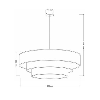 Брілагі - Підвісна люстра на тросі ЛУНЕТА 3xE27/60W/230V діам. 80 см сірий/кремовий/білий