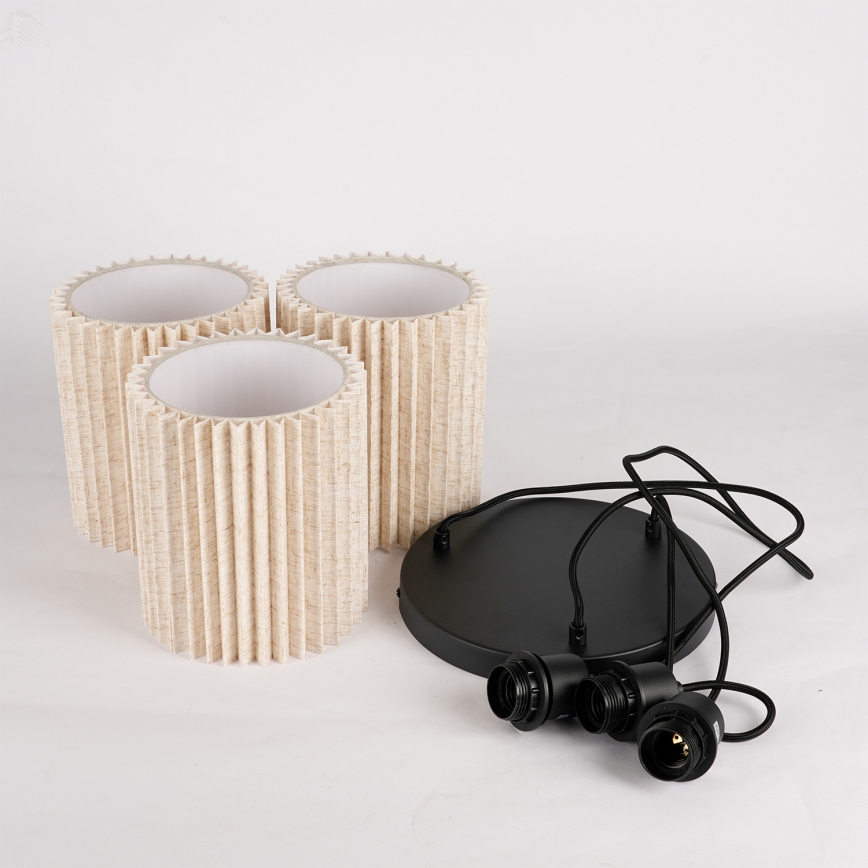 Brilagi - Підвісна люстра на тросі NORDIC WAVE 3xE27/15W/230V діаметр 38 см льон/чорний