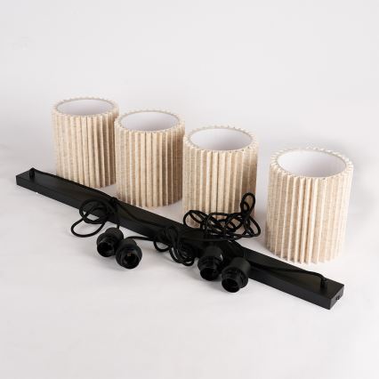 Брілагі - Підвісна люстра на тросі НОРДІК ВЕЙВ 4xE27/15W/230V льон/чорний