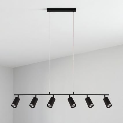 Брілагі - Підвісна люстра на тросі SELE 6xGU10/30W/230V чорна