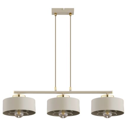 Brilagi - Підвісна люстра на тросі SPRING 3xE27/60W/230V бежевий/золотистий