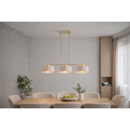 Brilagi - Підвісна люстра на тросі SPRING 3xE27/60W/230V бежевий/золотистий