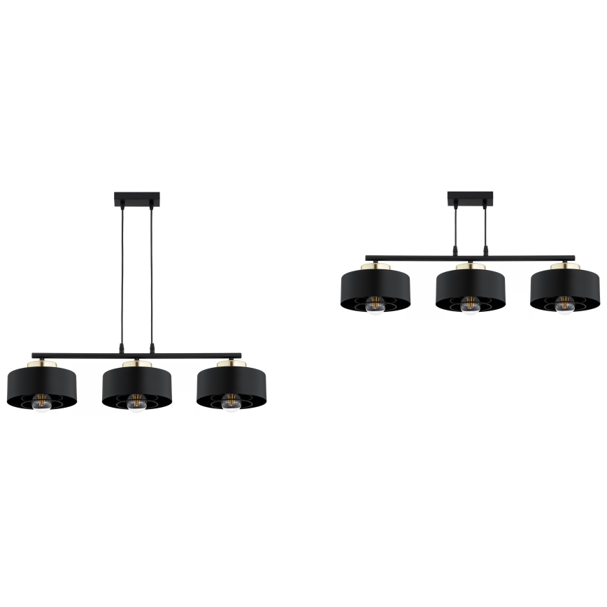Brilagi - Підвісна люстра на тросі SPRING 3xE27/60W/230V чорна/золота