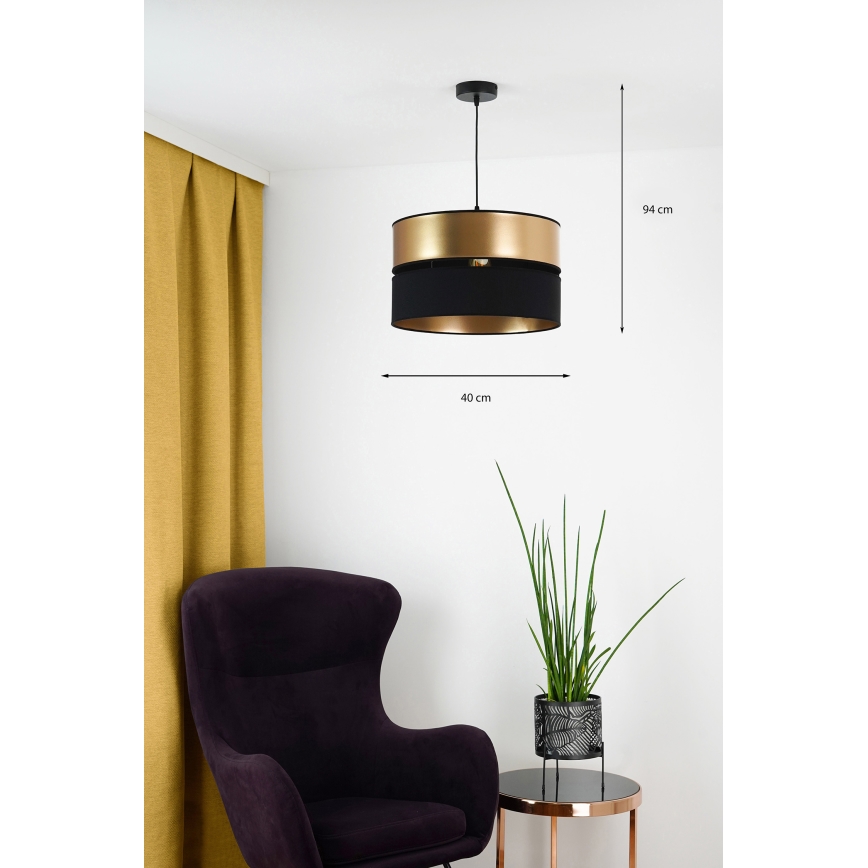Brilagi - Підвісна люстра ROYAL 1xE27/15W/230V діаметр 40 см чорний/золотий